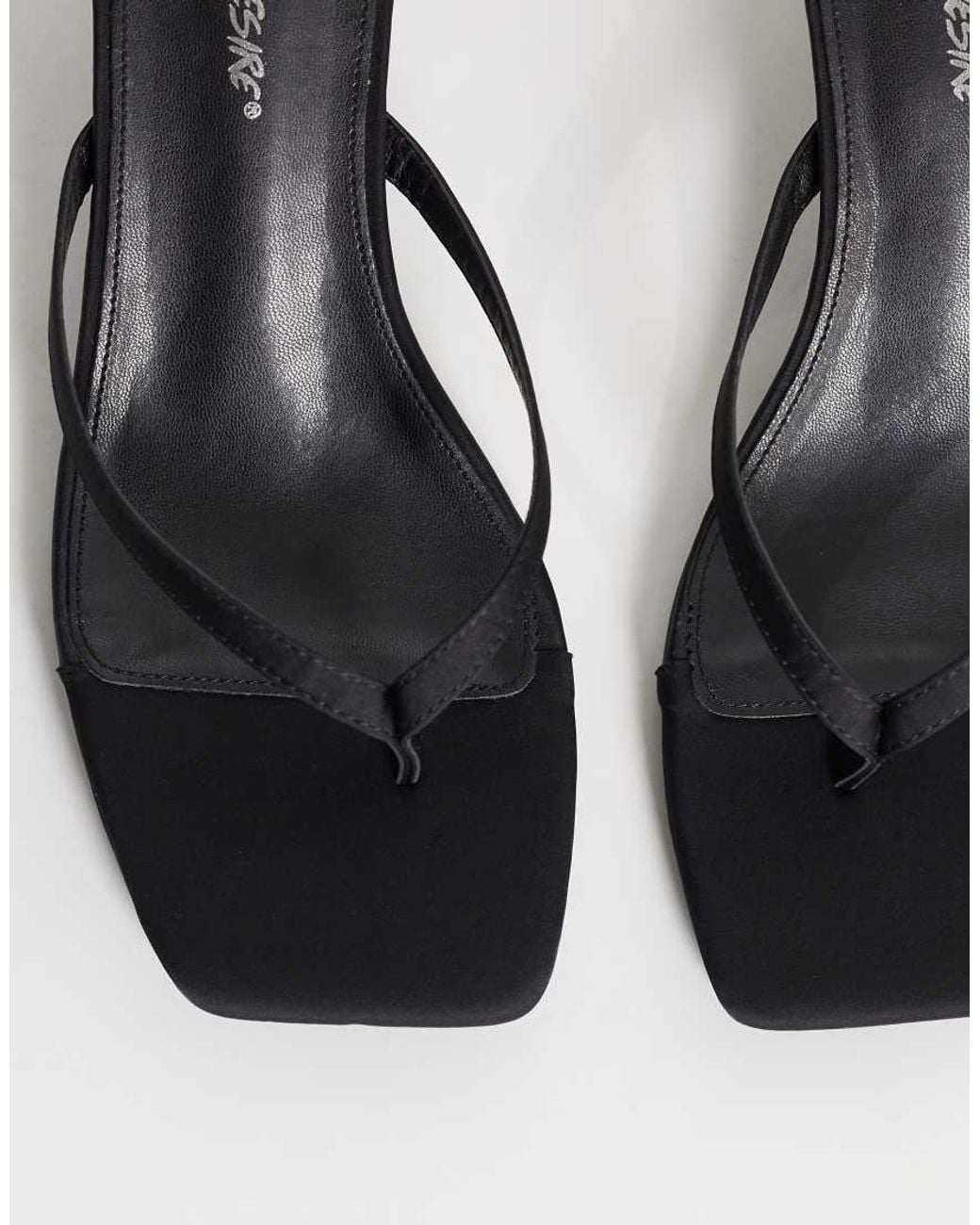 Public Desire Black Everlast Kitten Heel Toe Thong Sandals