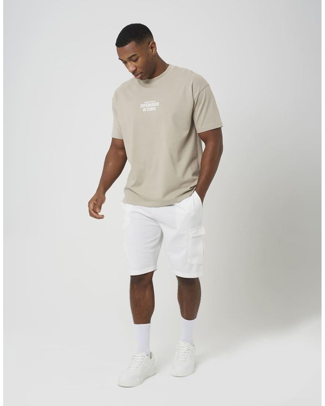 Brave Soul White Textured Cargo Shorts for men