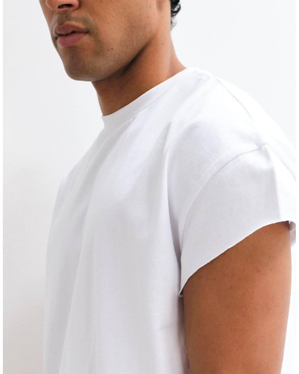 ASOS White Heavyweight Oversized T-shirt With Raw Cap Sleeves for men