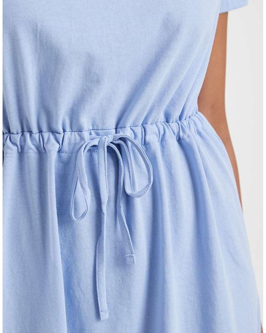 Vero Moda Blue Tie Waist Jersey Mini Dress