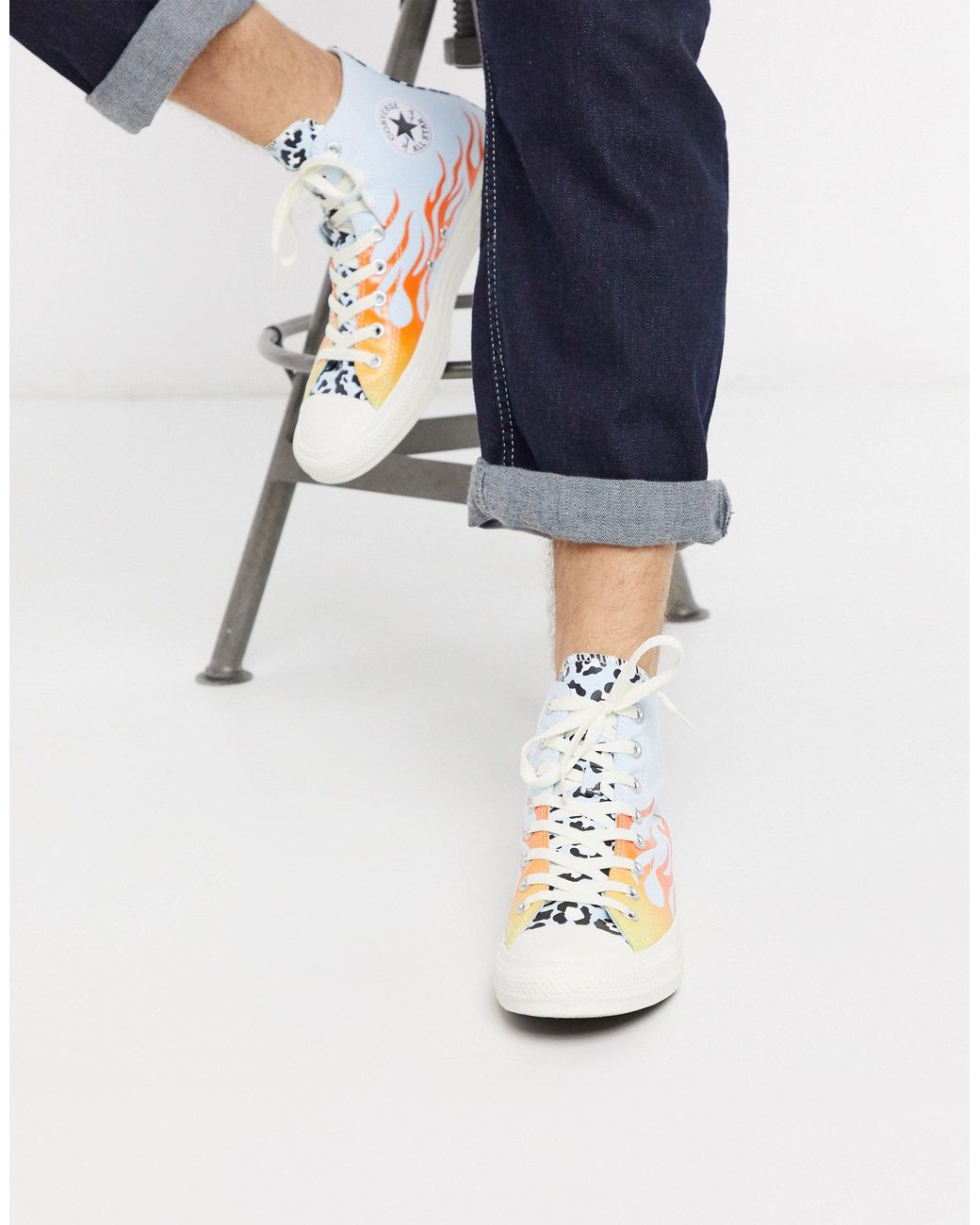 Converse Chuck Taylor All Star Archival Leopard And Flame Print Hi Trainers  in Blue for Men | Lyst