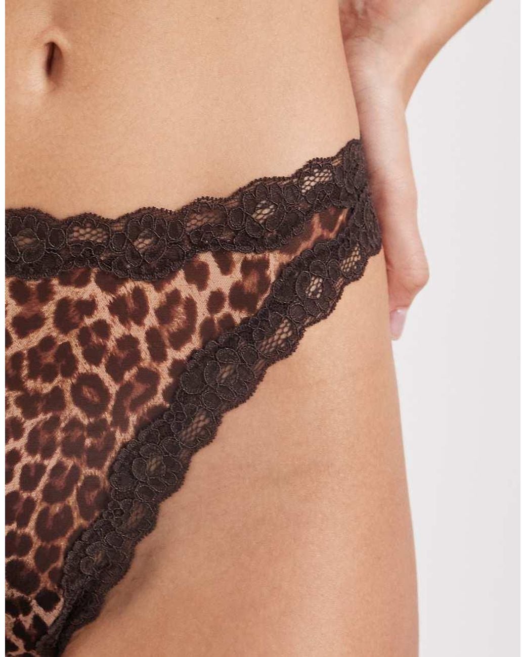 Lindex Pink Lace Trim Mesh Thong