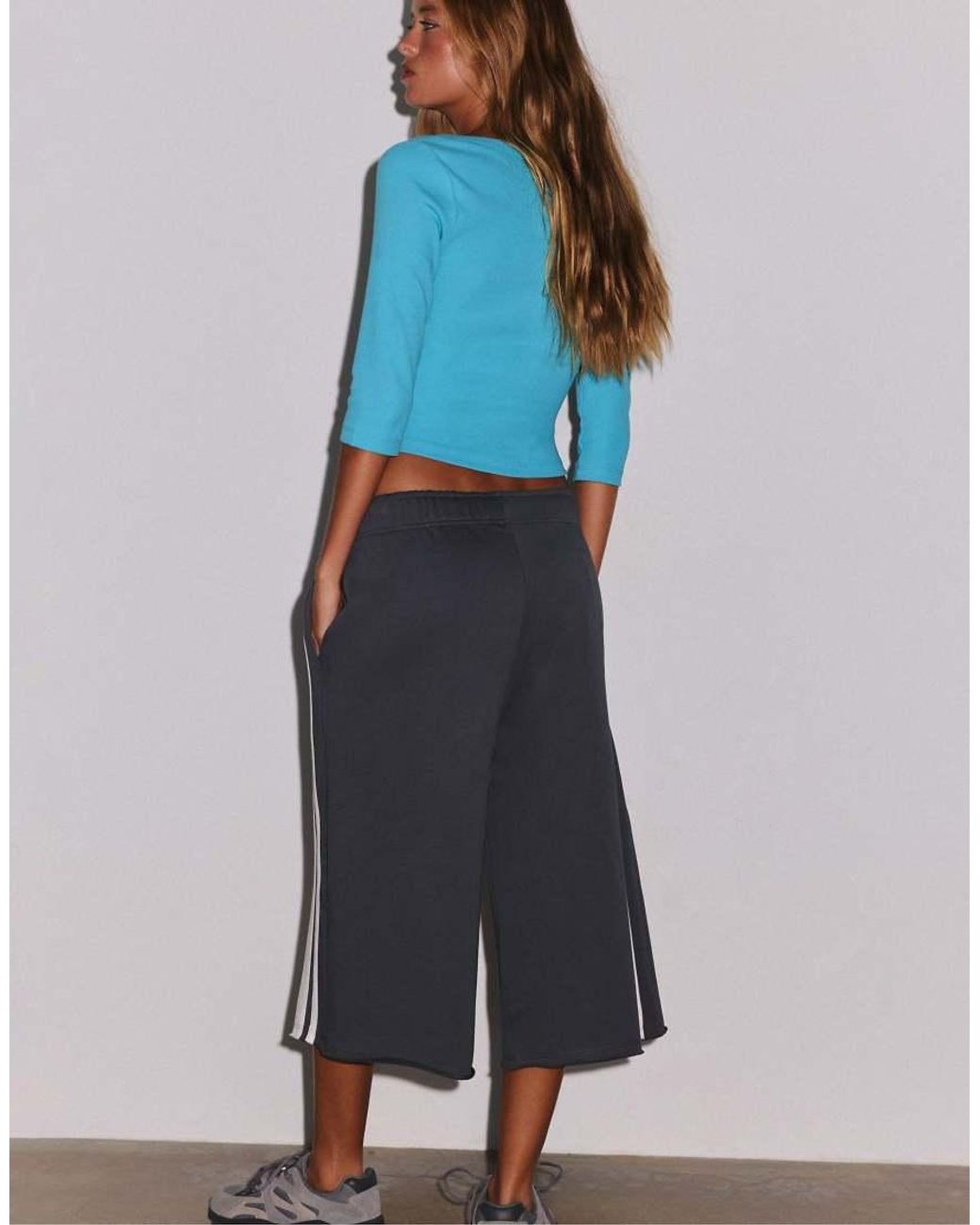 Stradivarius Blue Side-Stripe Fleece Bermuda Shorts