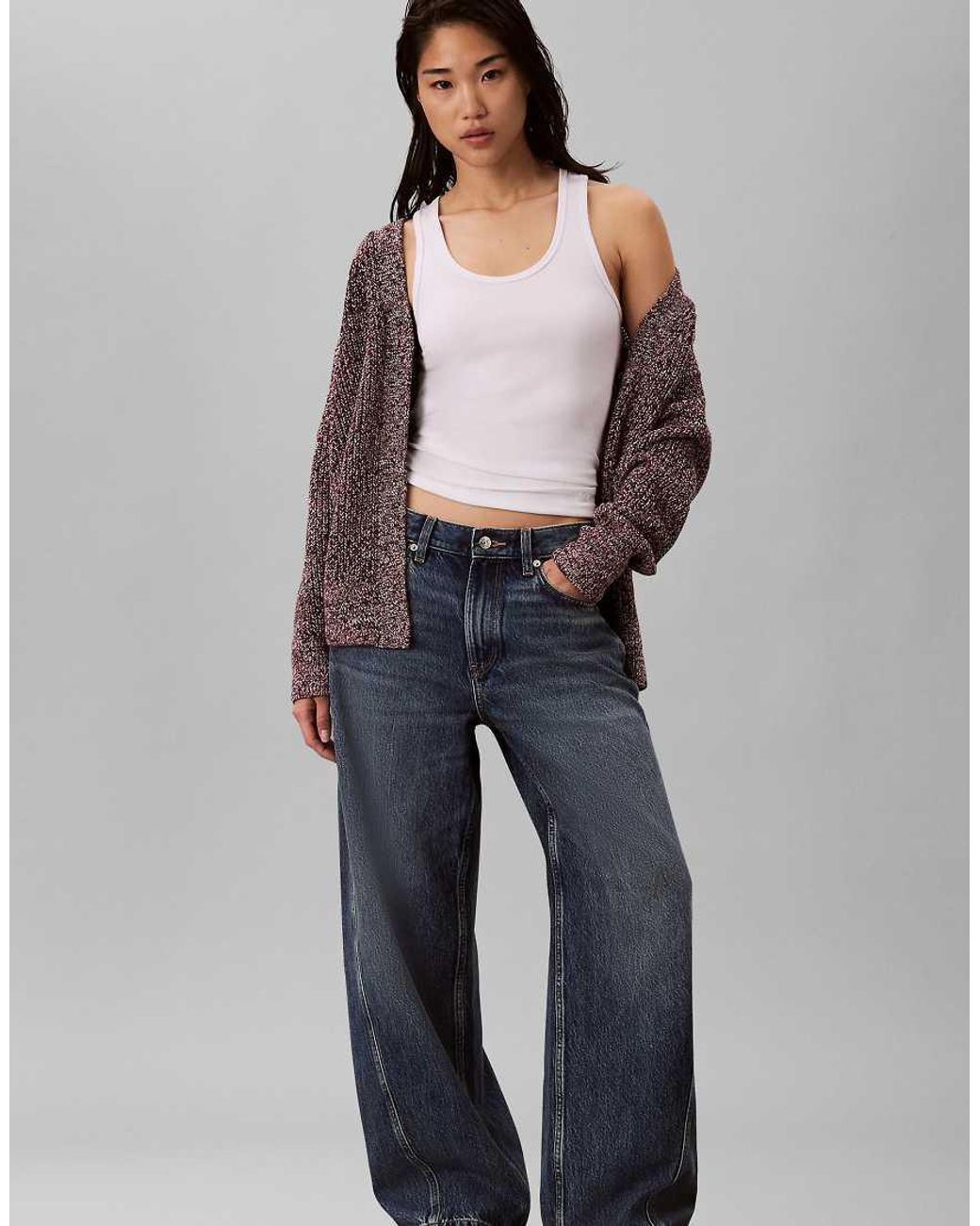 Calvin Klein Purple Relaxed Mouline Cardigan