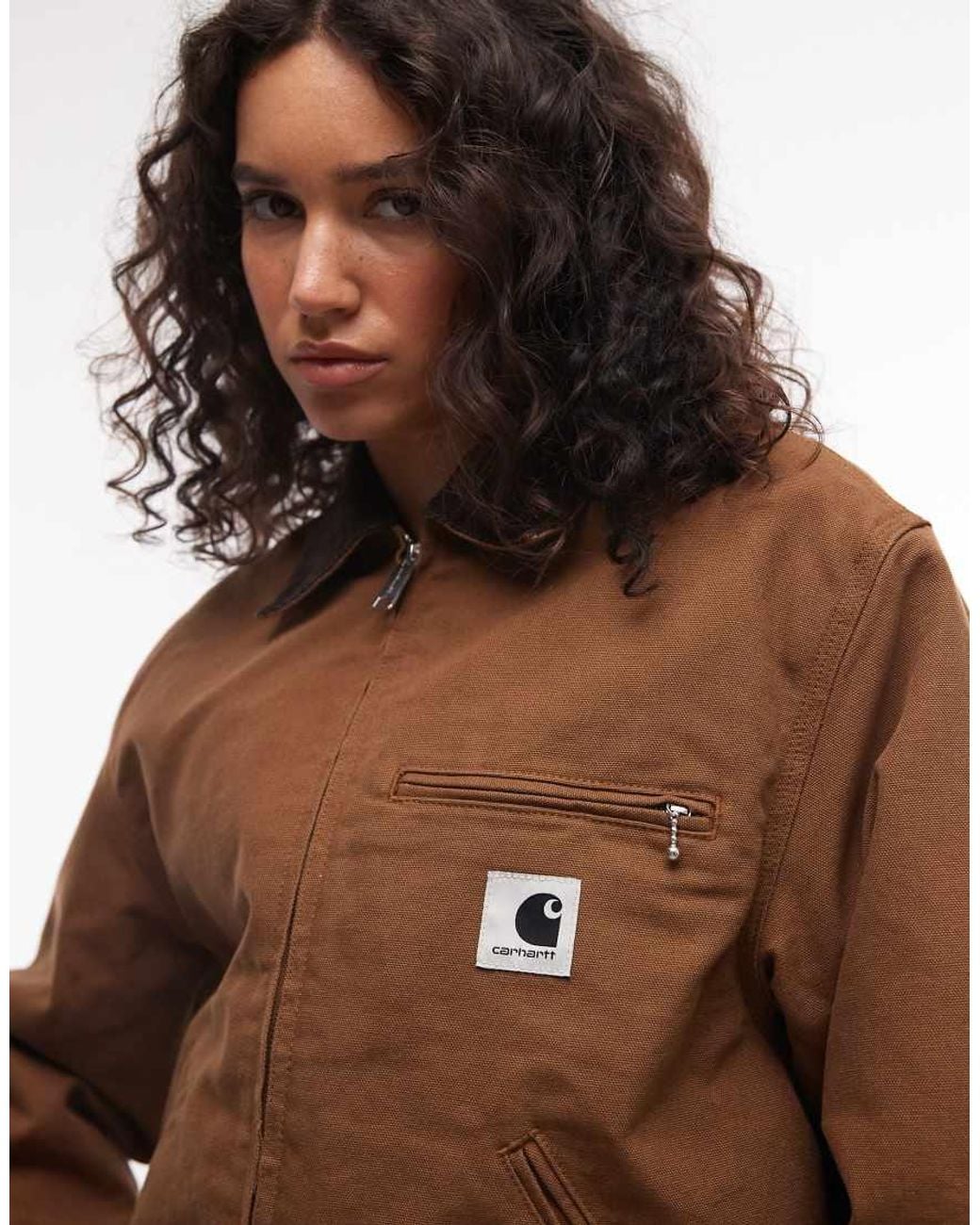 Carhartt Brown Og Detroit Jacket With Contrast Collar