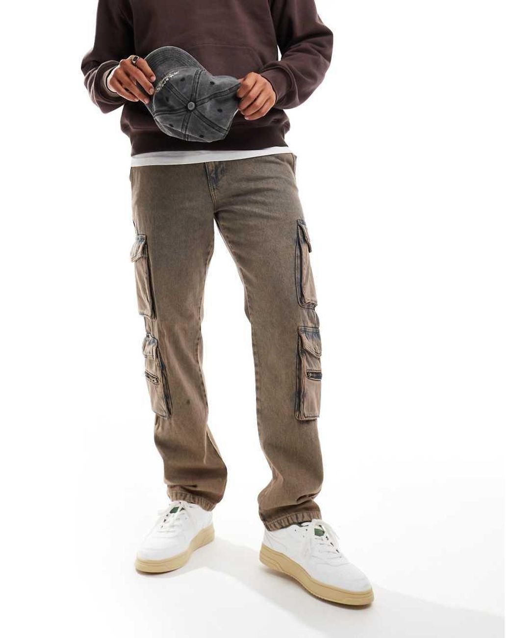 Only & Sons Black Edge Straight Cargo Pants for men