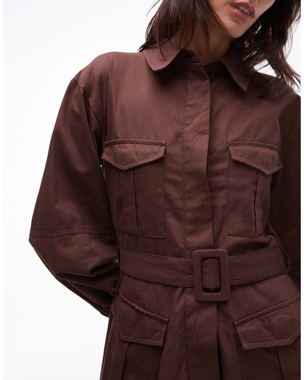 ASOS Natural Utility Shirt Mini Dress With Belt