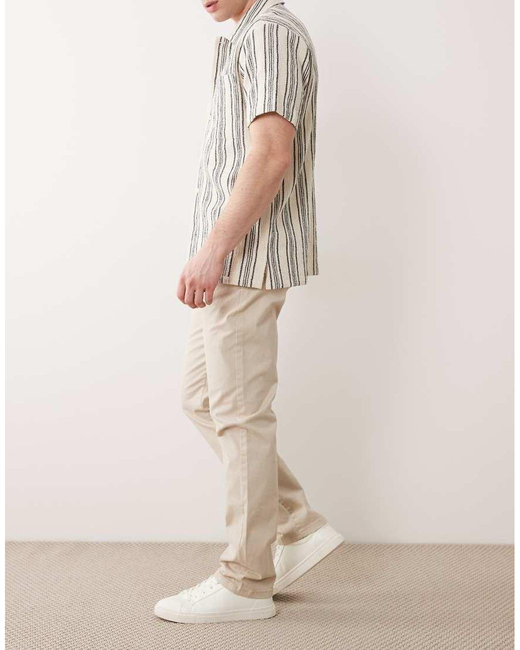 Threadbare Natural Slim Fit Chino Trousers for men
