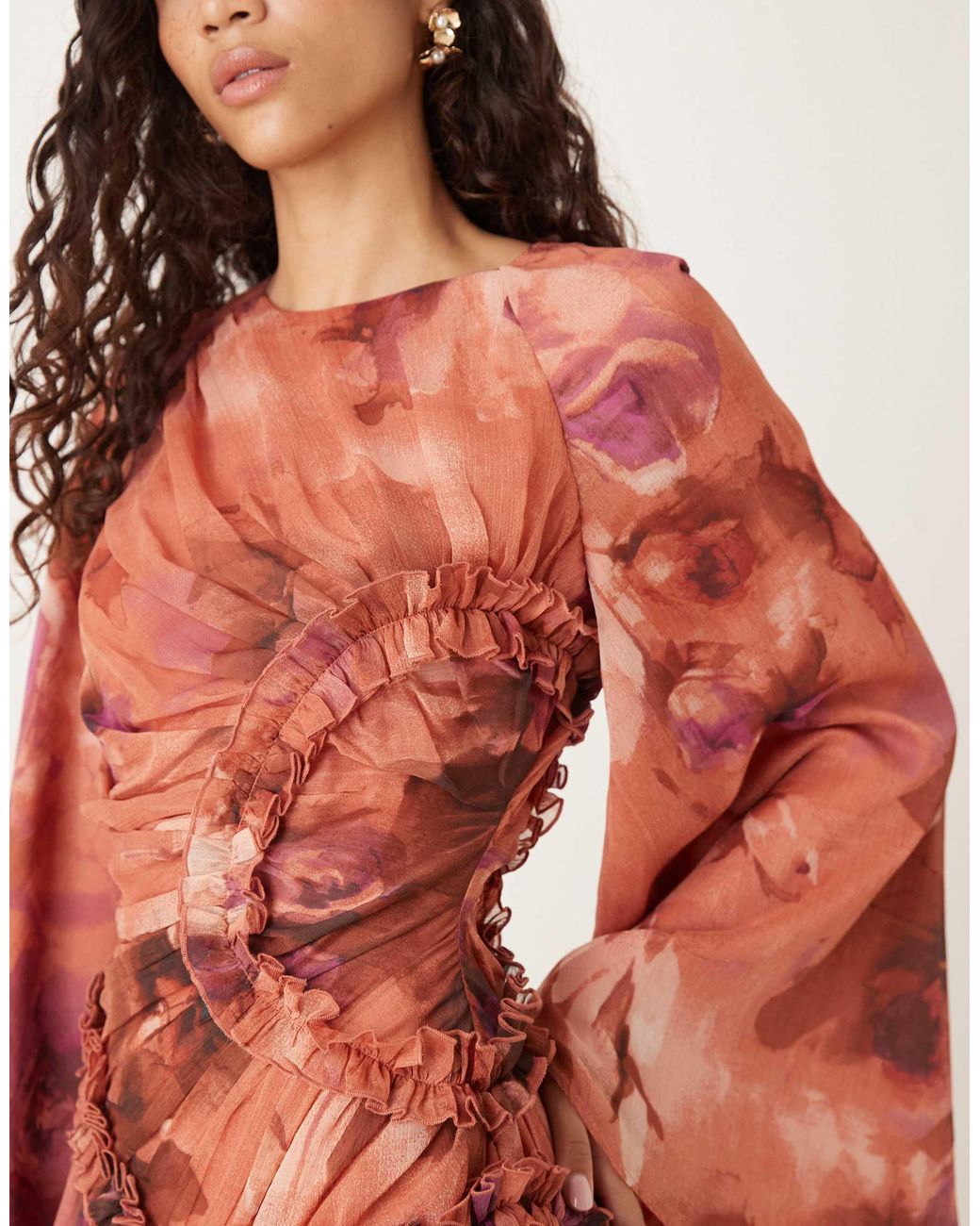 chinese dress ladies Rialto Floral Chiffon Maxi Dress- Women's Designer Luxury Dresses