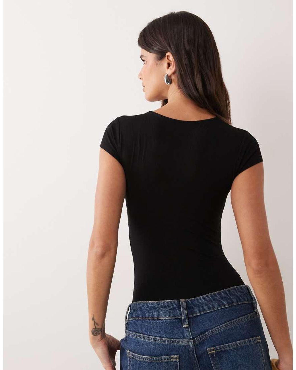 Miss Selfridge Blue 2 Pack Cap Sleeve Square Neck Bodysuit