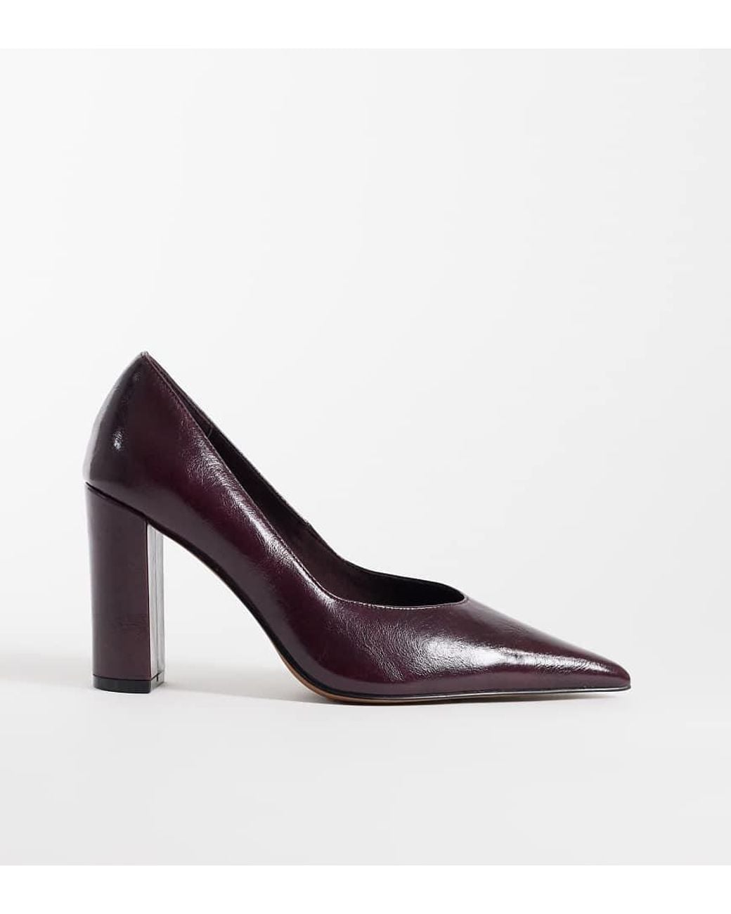 Asos Design Wide Fit Purple Panda High Block Heel Court Shoes