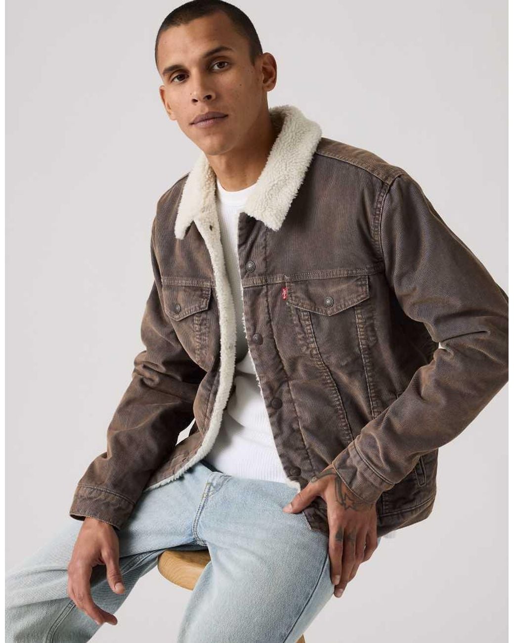 Levi's Brown Corduroy Type Iii Sherpa Trucker Jacket for men