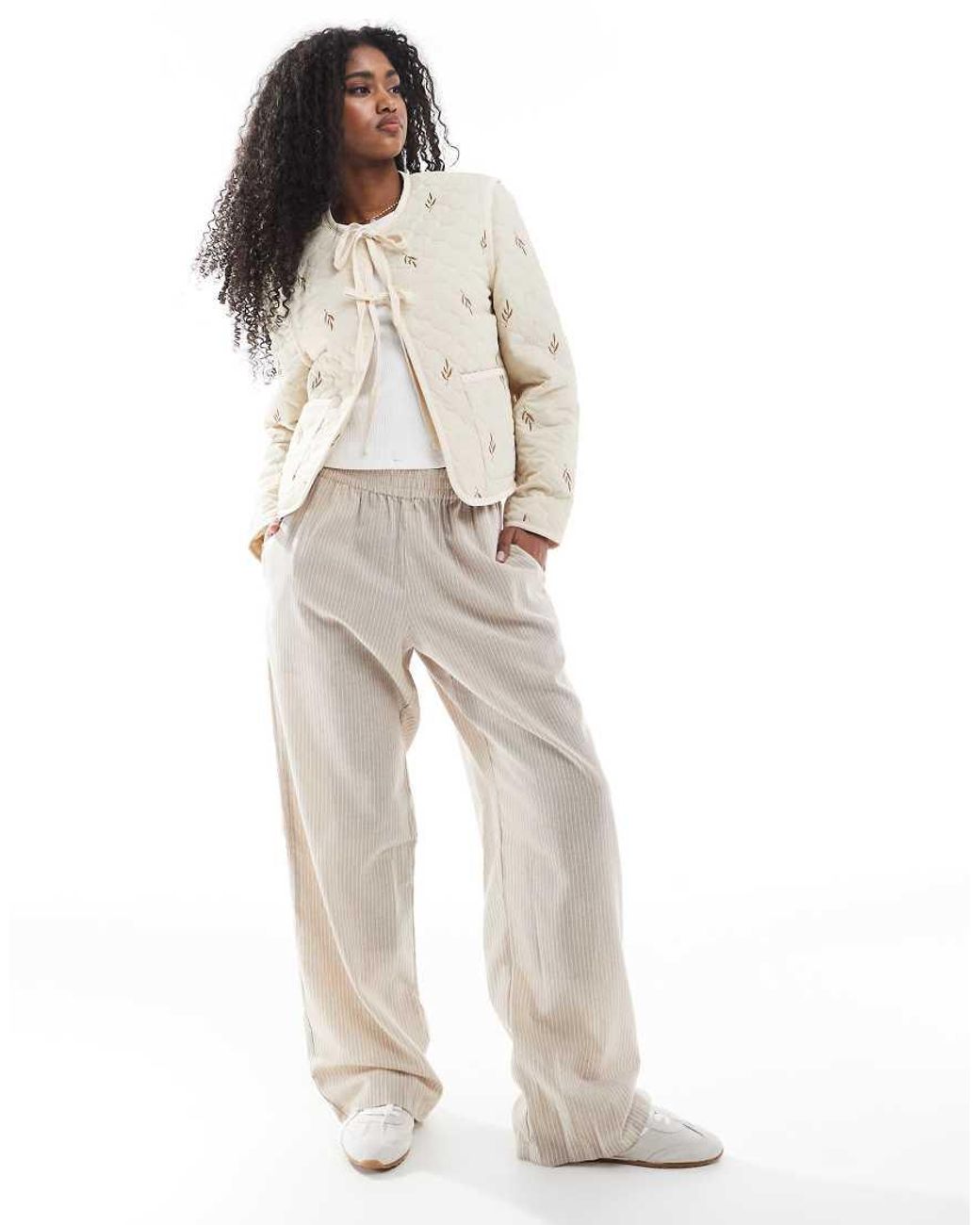 Vero Moda White Tie Front Quilted Jacket