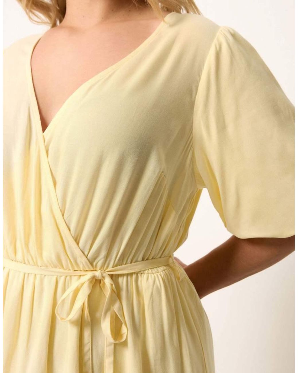 Yours Clothing Natural Puffball Wrap Dress