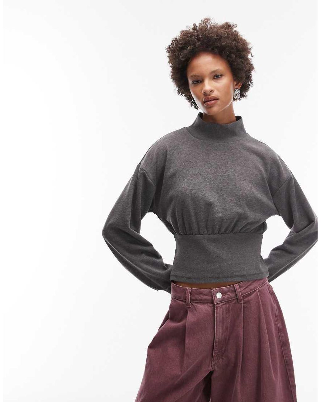 ASOS Multicolor Cinched Detail High Neck Sweat Top