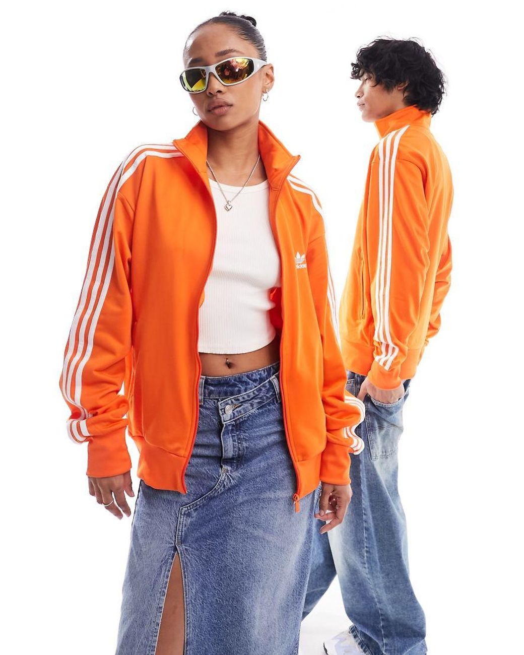 Orange adidas track jacket hotsell