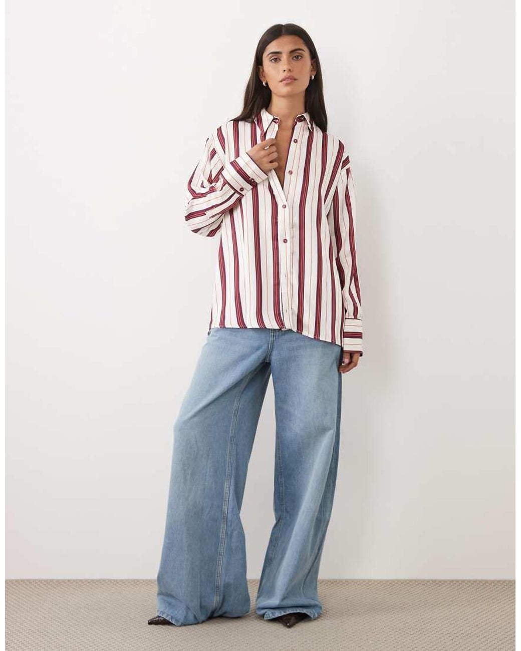 ASOS Red Satin Boyfriend Shirt