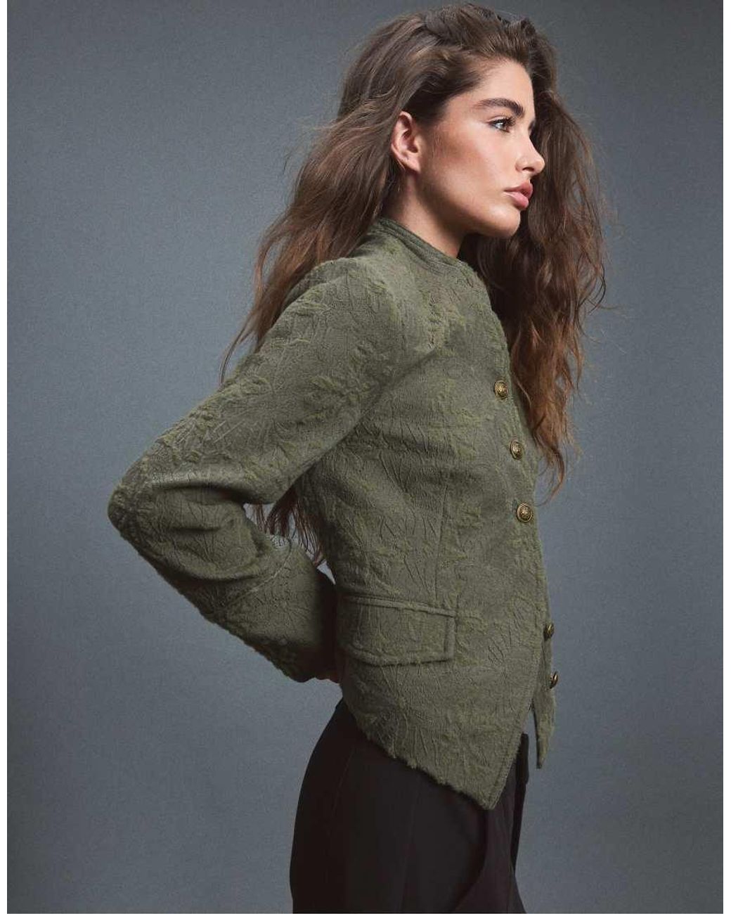 Stradivarius Gray Jacquard Blazer