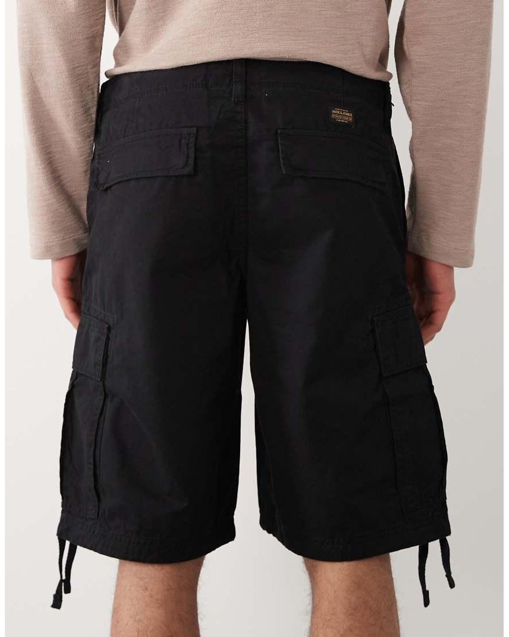 Jack & Jones Black Cargo Shorts for men