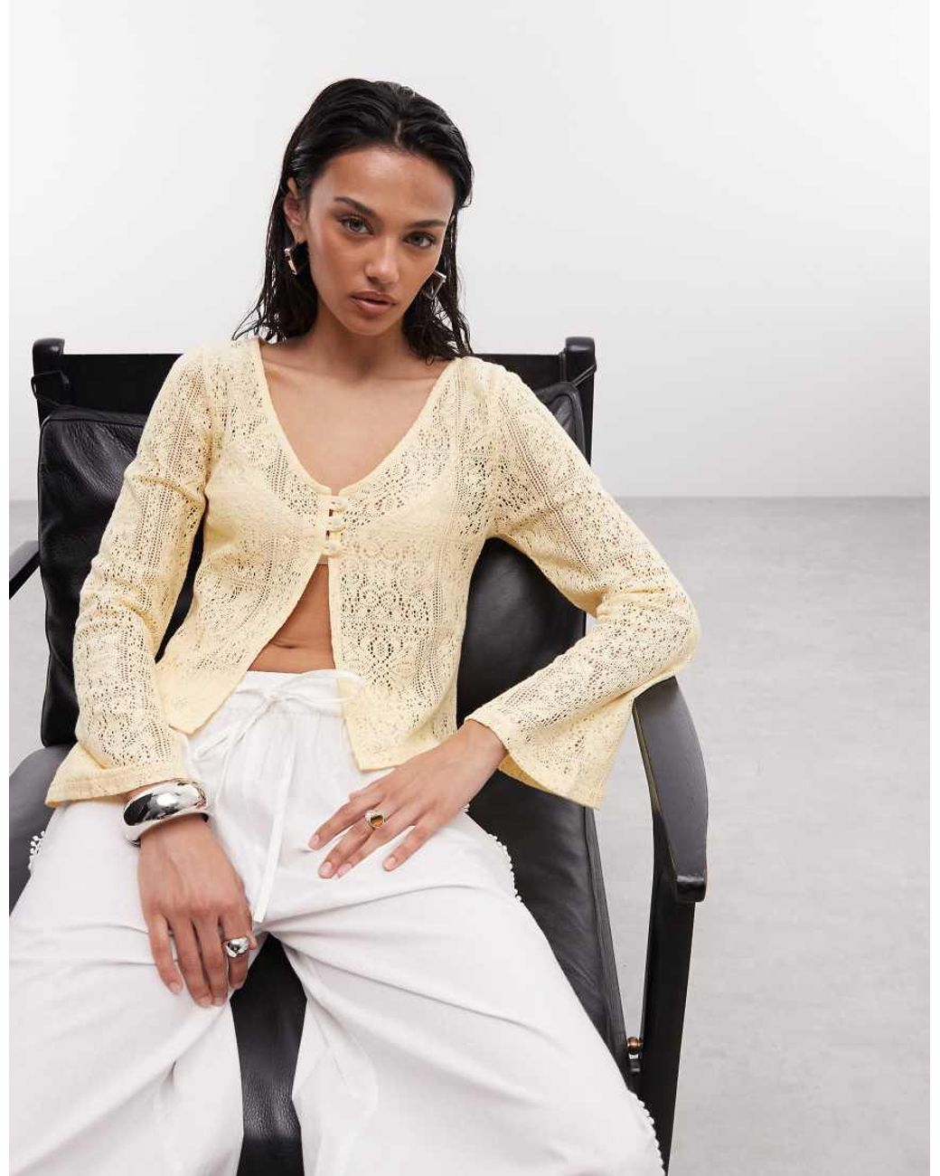 Reclaimed Vintage White Crochet Cardigan