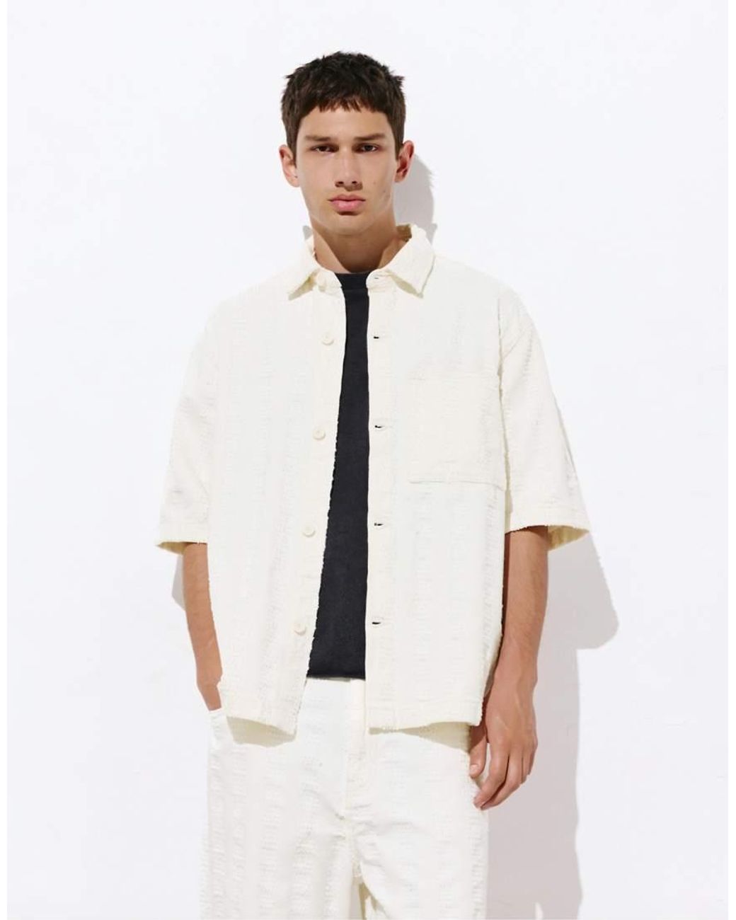 Camicia Jacquard di Pull&Bear in White da Uomo
