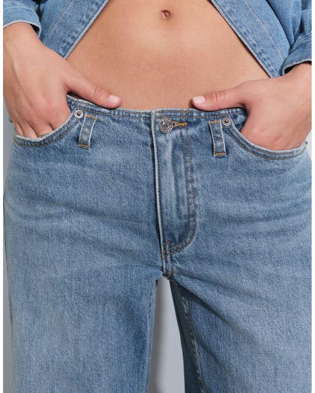GOOD AMERICAN Blue Ghost Waist Low Loose Jeans