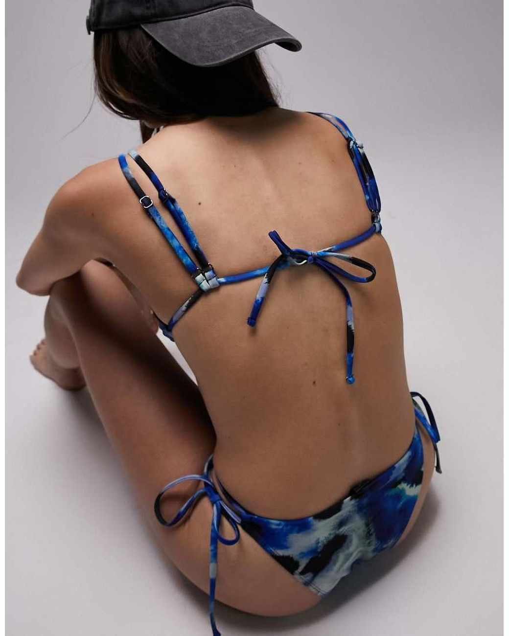 TOPSHOP Black Mix And Match Triangle Bikini Top With Knot Detail