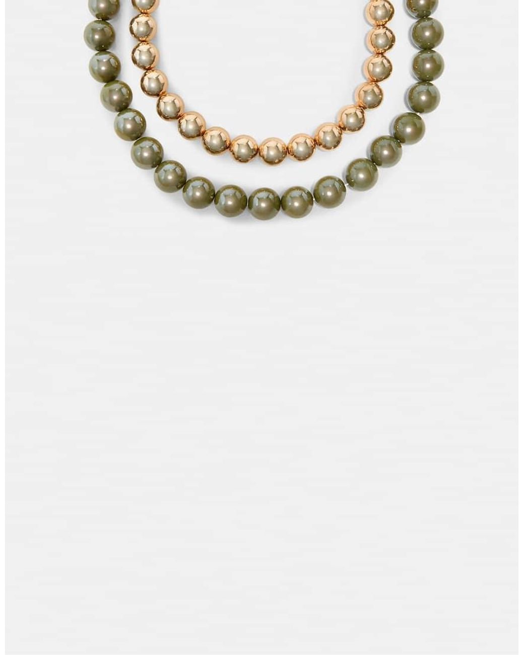 Stradivarius Metallic Set Of 2 Bead Necklaces