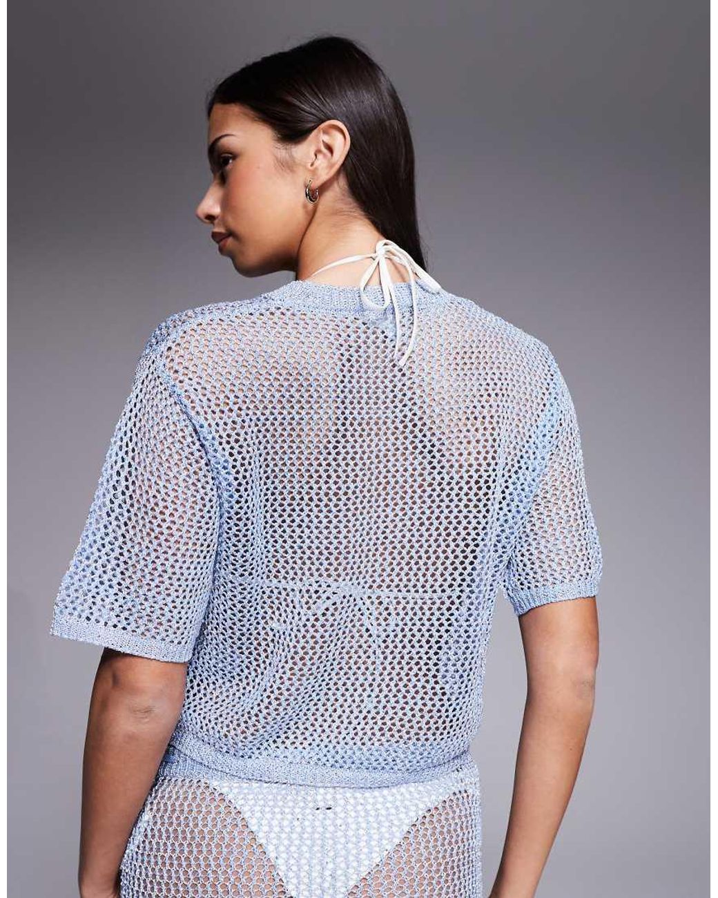 River Island Blue Co-Ord Cut And Sew Top