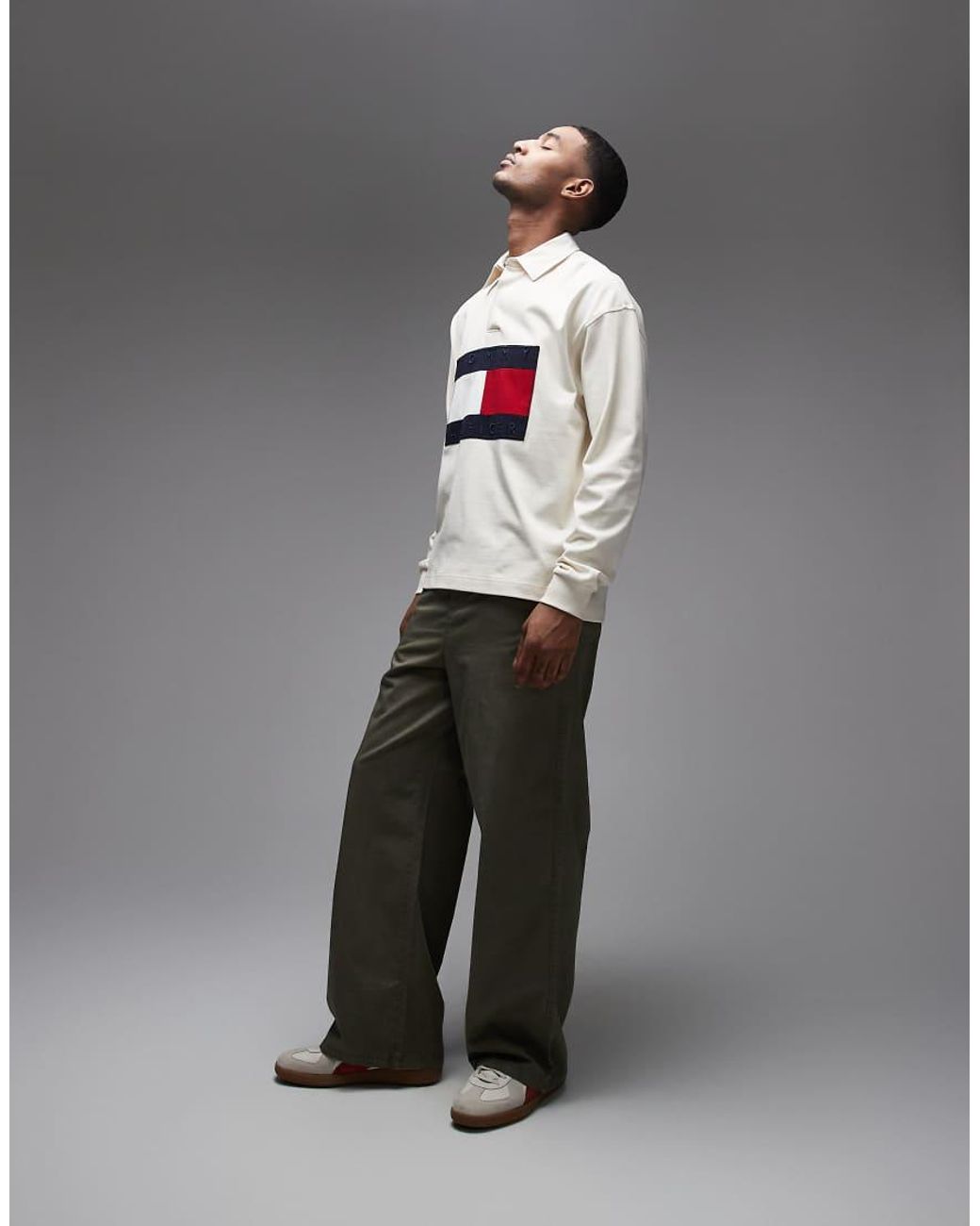 Tommy Hilfiger Gray Flag Rugby Shirt for men
