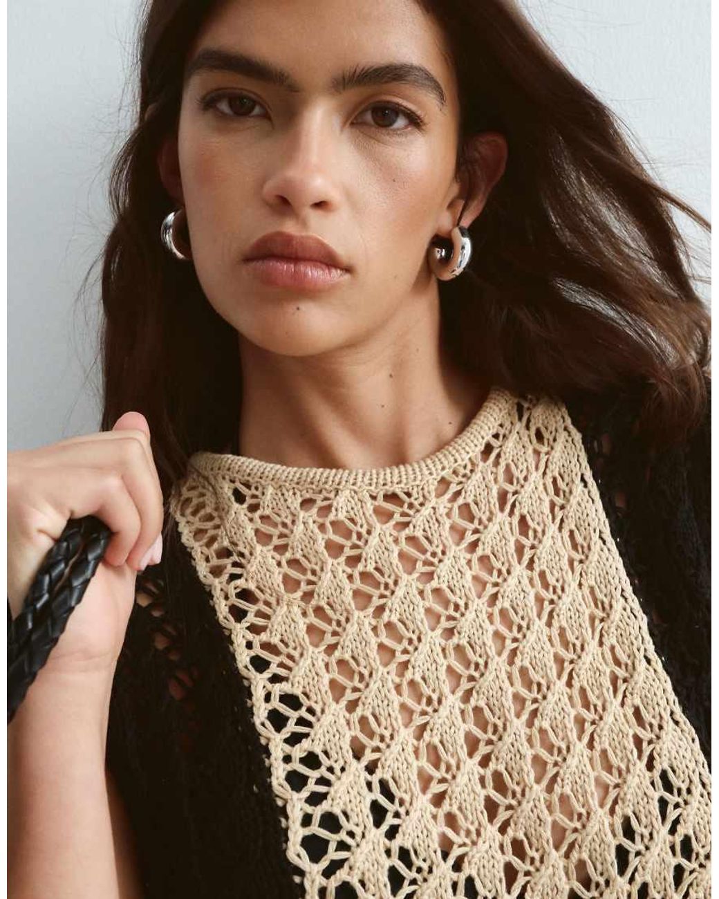 ARRANGE Natural Knitted Longline Top Co-ord