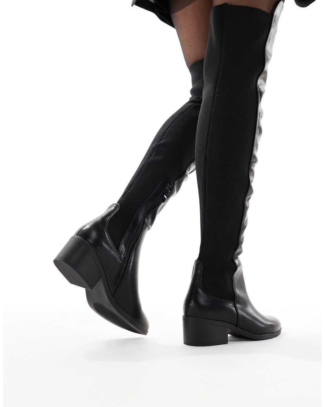 SEQWL Wide Fit Black Bellini Over The Knee Riding Boots