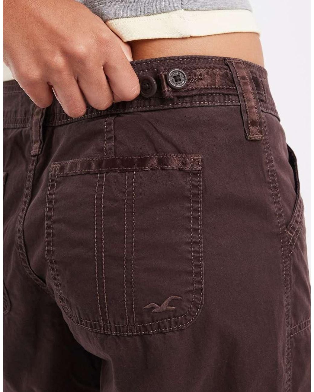 Hollister Brown Low Rise Wide Leg Adjustable Waist Pants