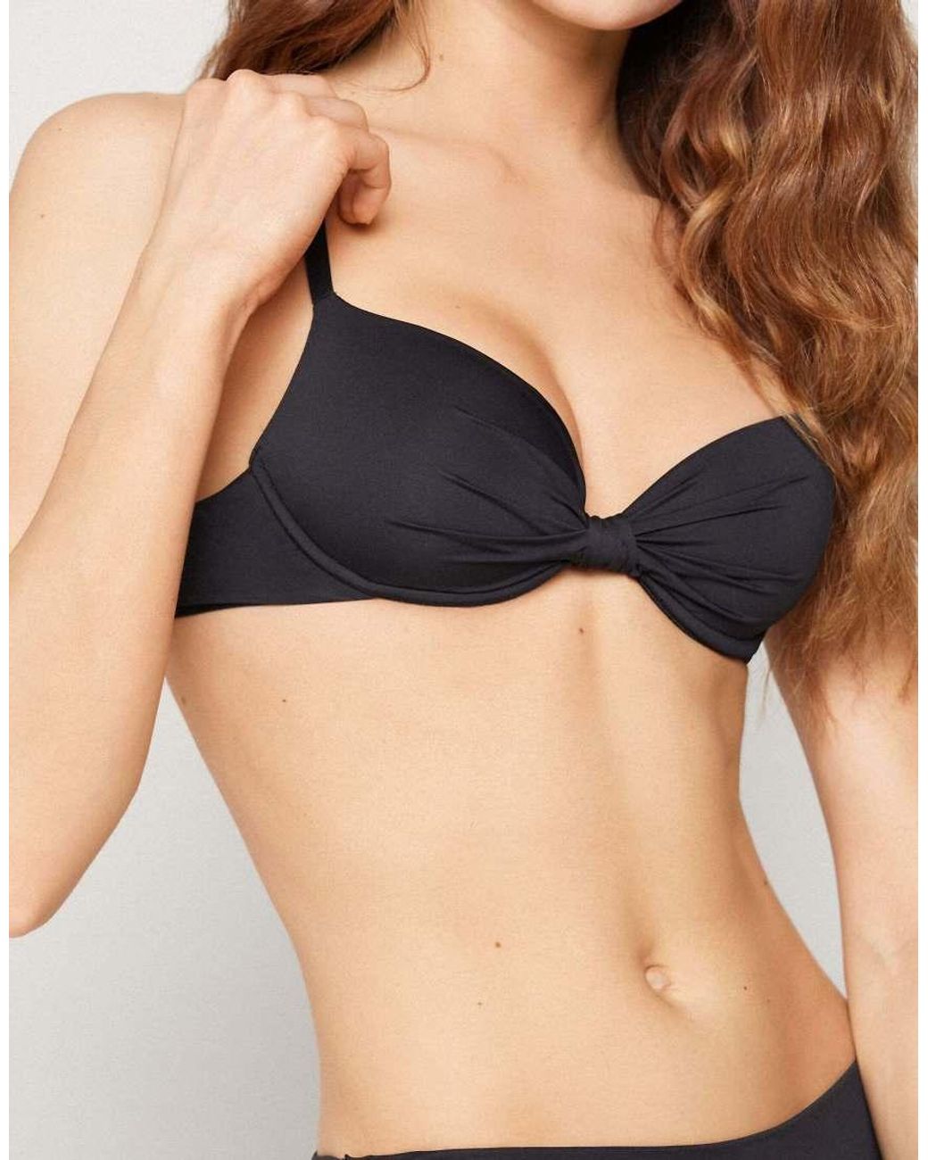 Tezenis Black Micro Padded Push-Up Bikini Top