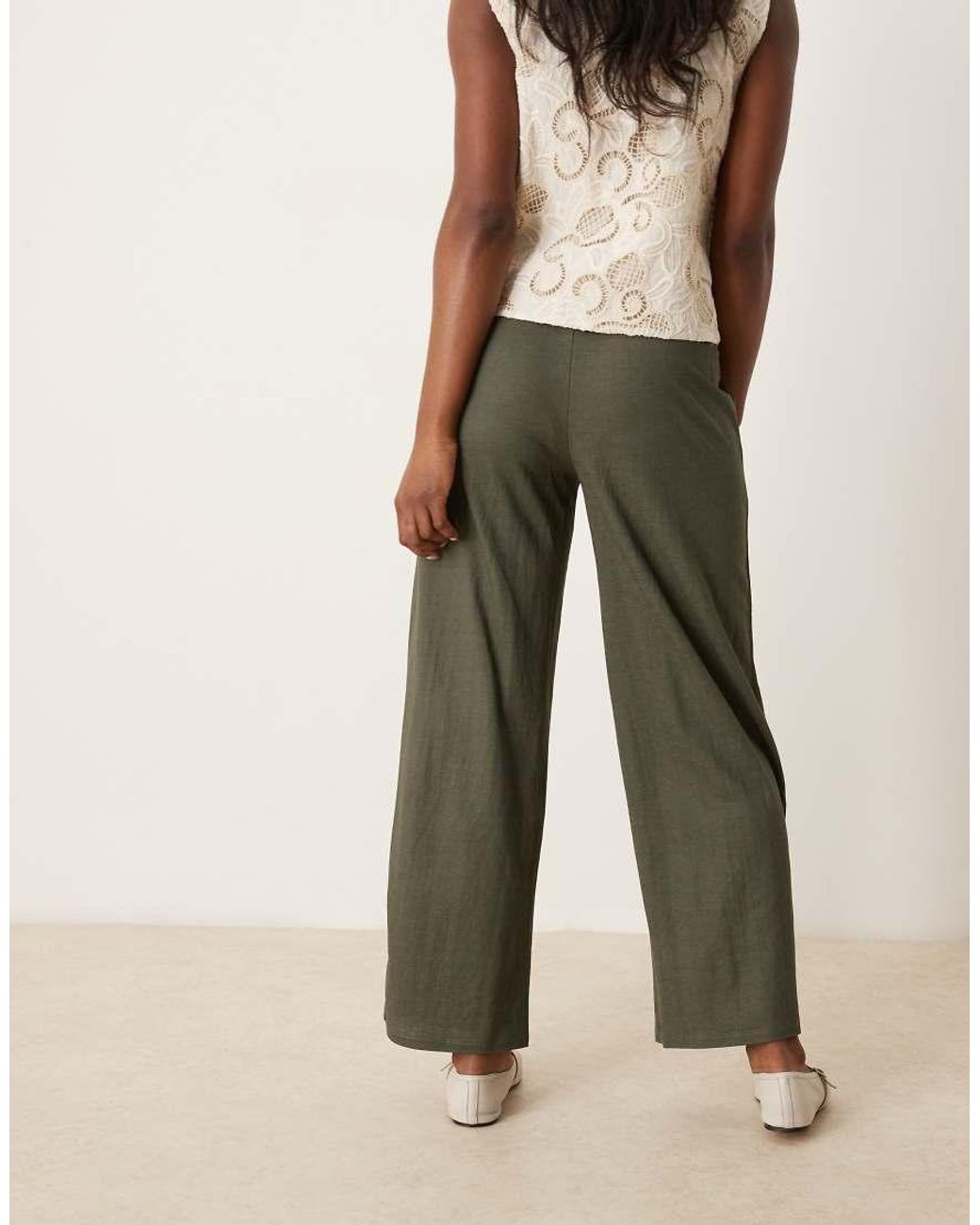 Jdy Natural High Waisted Crop Wide Fit Trousers