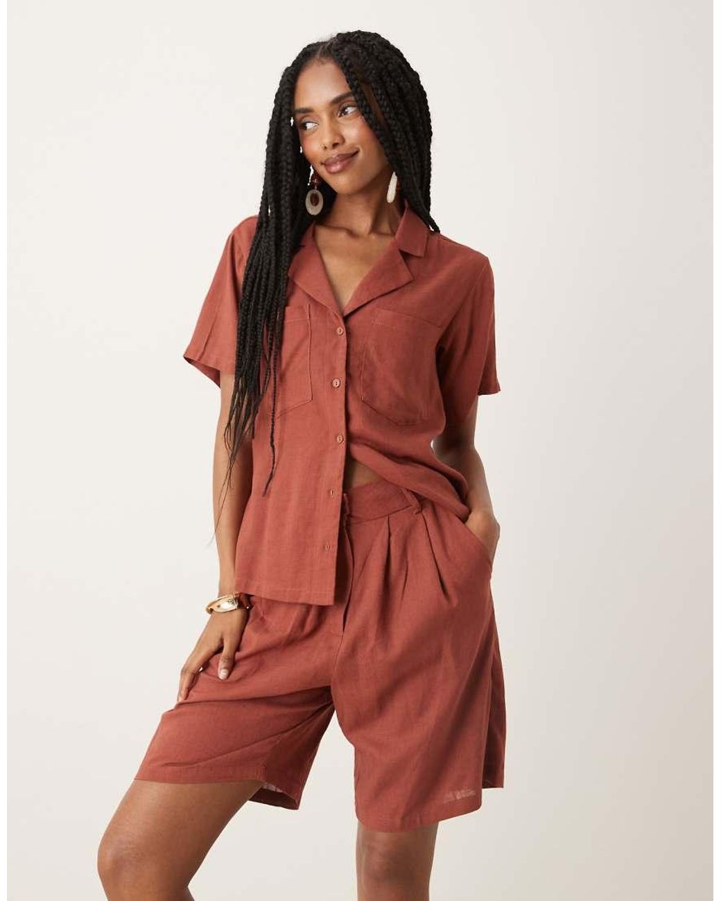 Glamorous Brown Longline Tailored Shorts