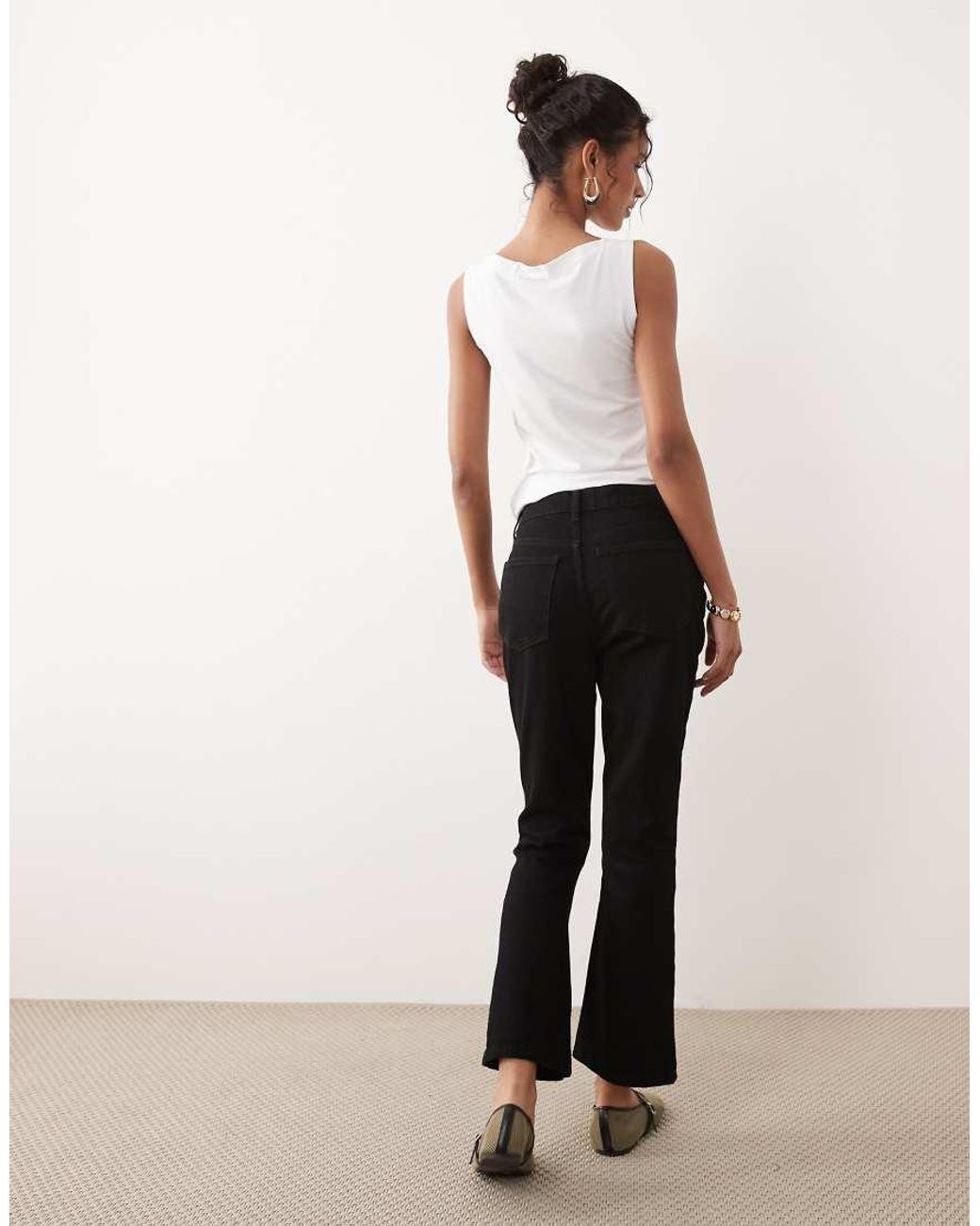ASOS Black Crop Kick Flare Jean