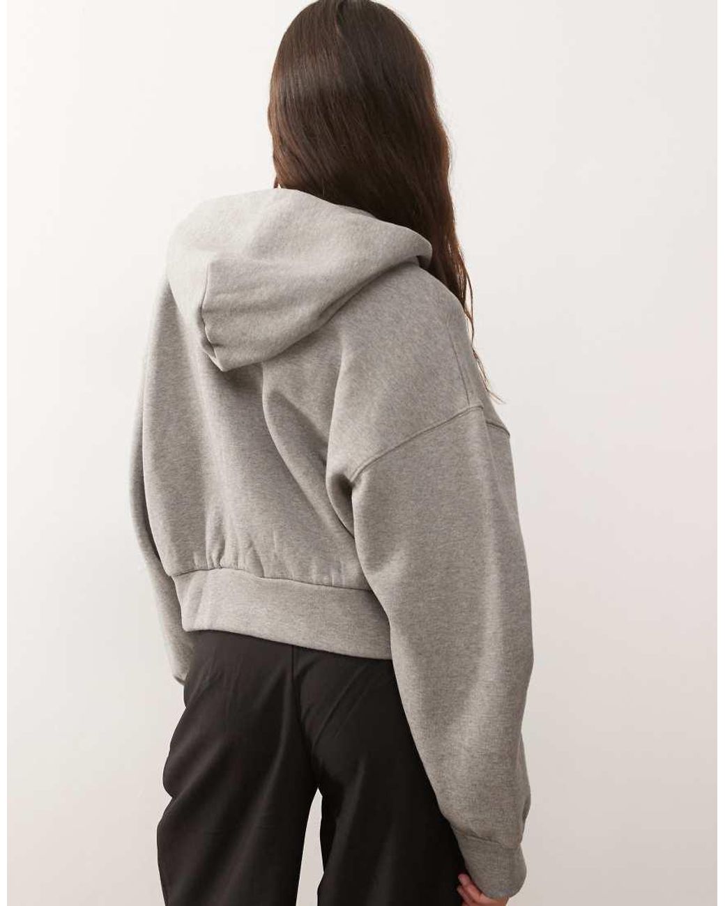 Weekday Gray Oversized Boxy Fit Zip Through Hoodie