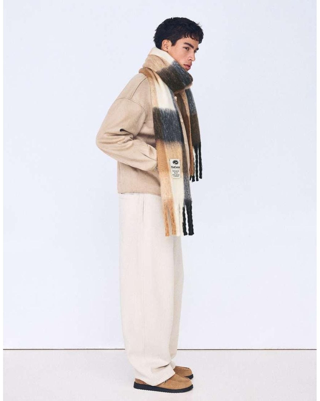 Bershka White Check Scarf for men