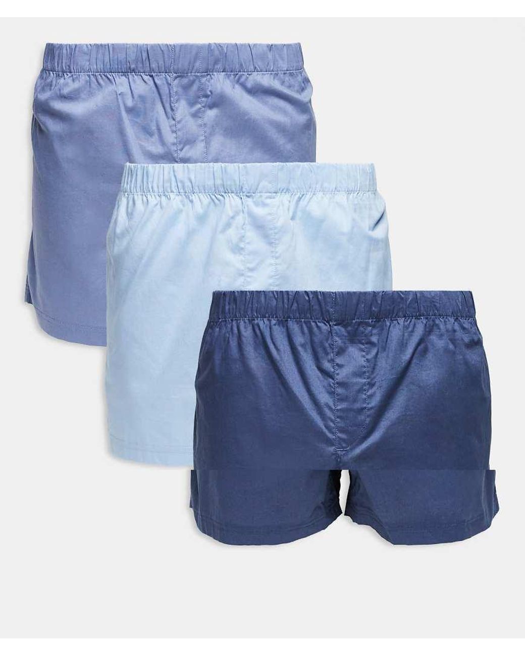 Jack & Jones Blue 3 Pack Woven Boxers for men