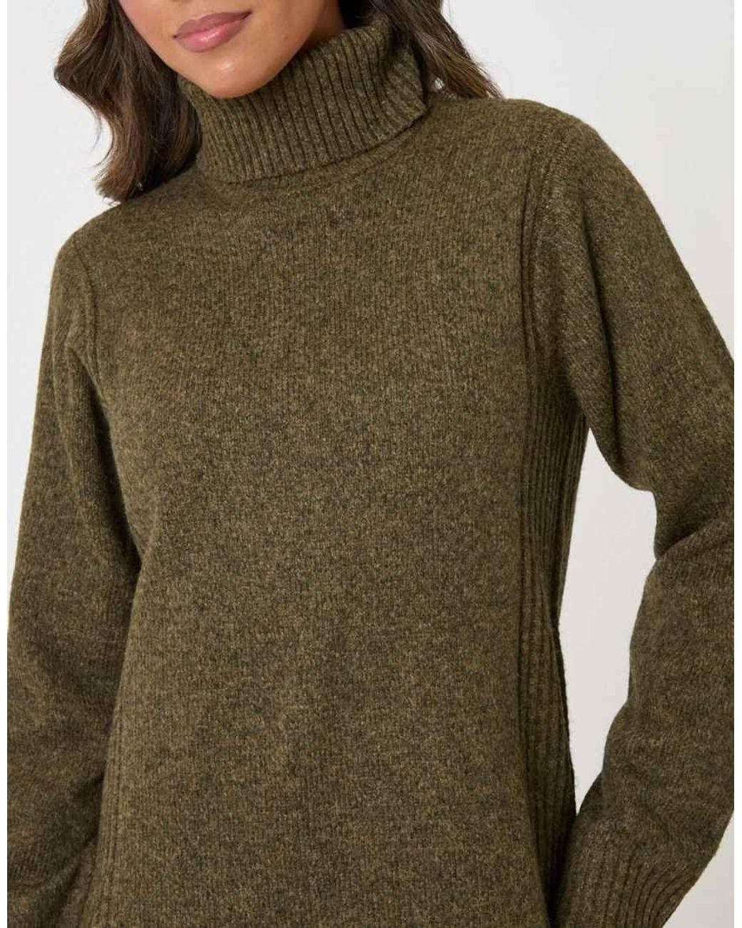 Threadbare Green Wool Blend Roll Neck Mini Dress