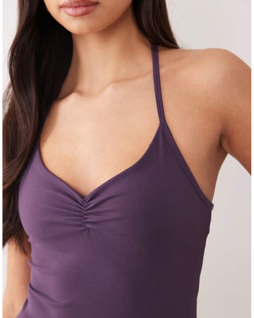 4505 Purple Ruched Front Yoga Cami