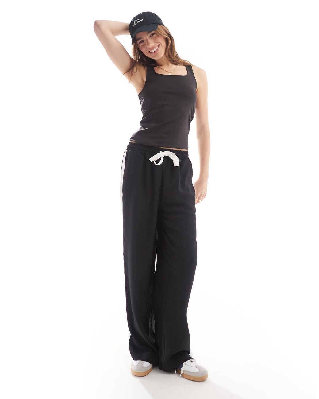 Pieces Black Seamless Slinky Reversible Singlet Top