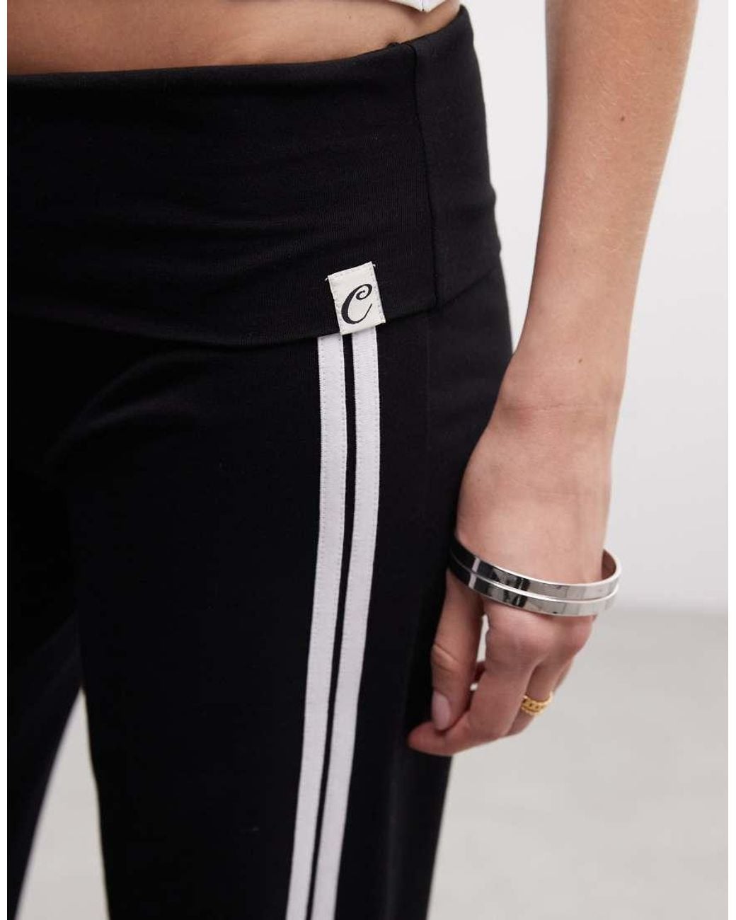 Collusion White Low Rise Flared Track Pant Co-ord