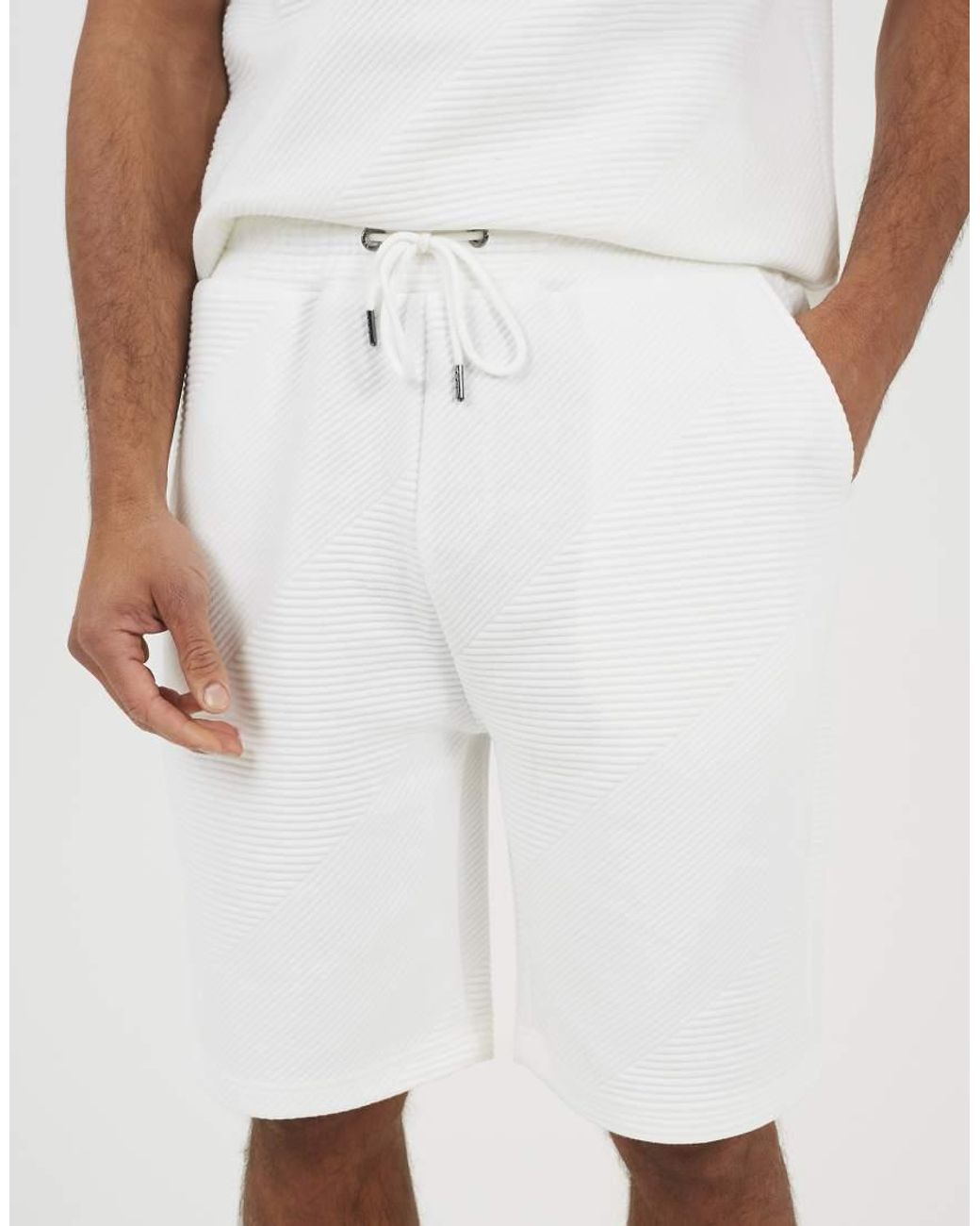 Brave Soul White Elasticated Waist Shorts for men