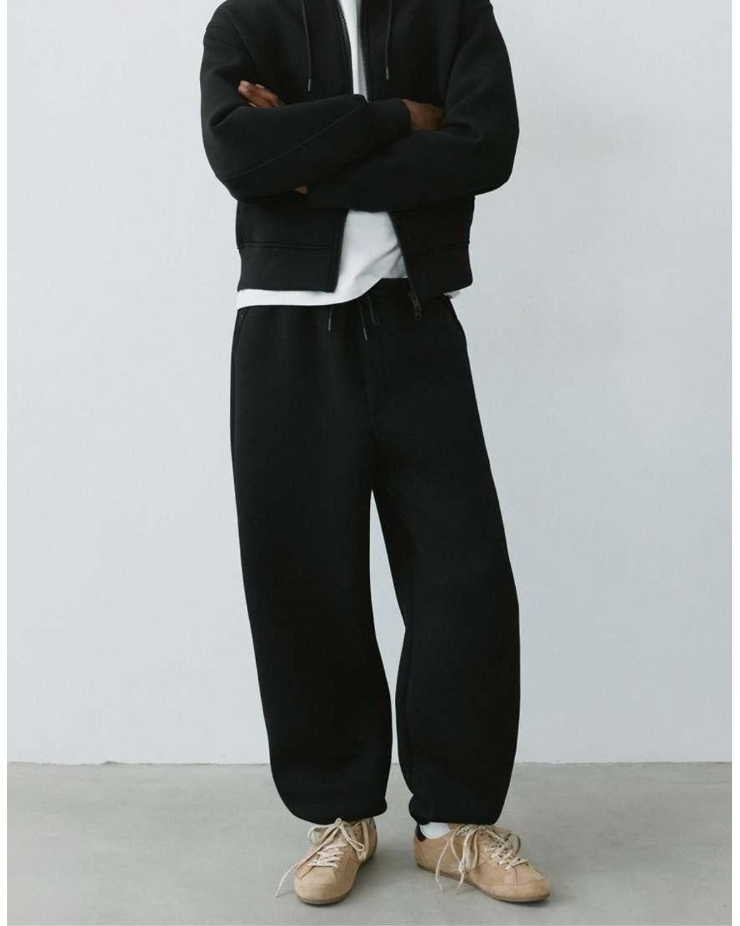 Pull&Bear Black Stwd baggy joggers for men