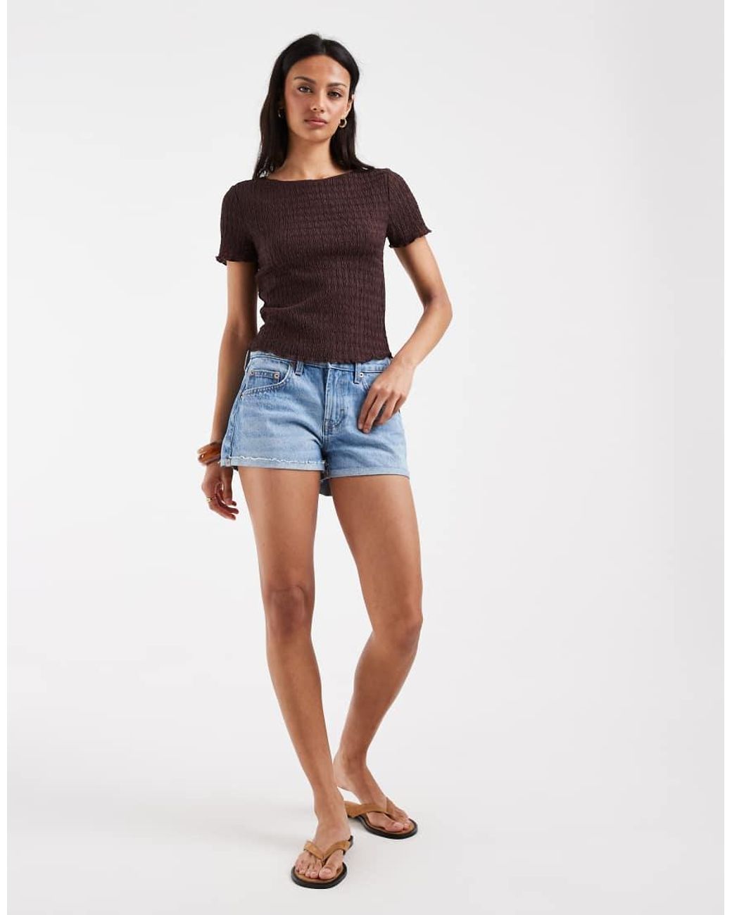 ONLY Purple Textured Fitted Top