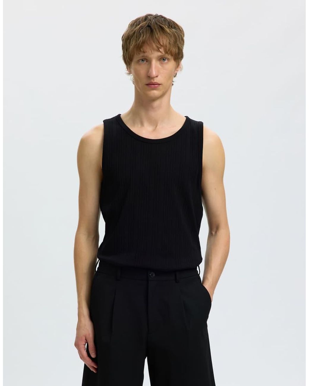 Top De Tirantes SELECTED de hombre de color Black
