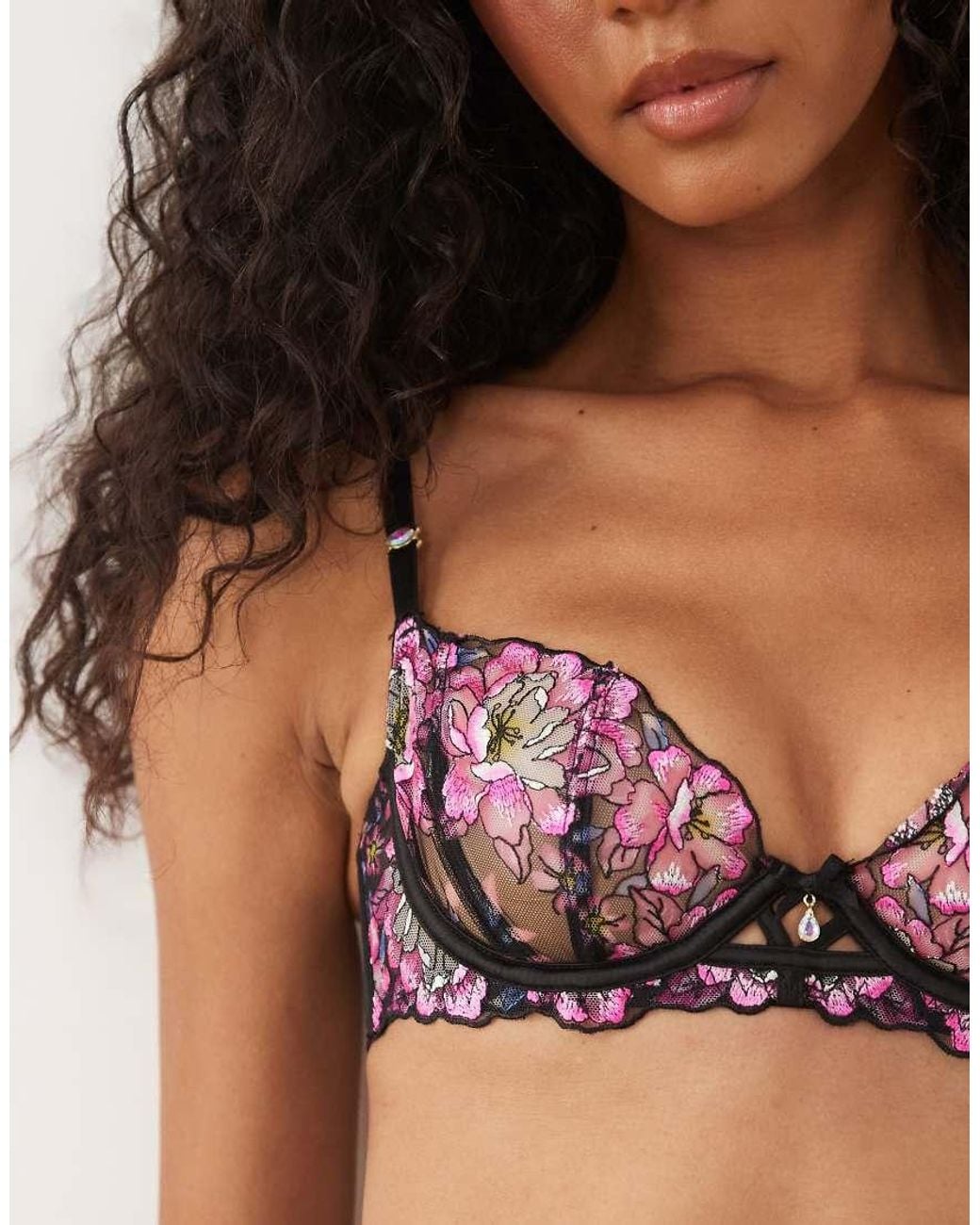 Ann Summers Brown Floral Dream Embroidered Non Padded Balcony Bra