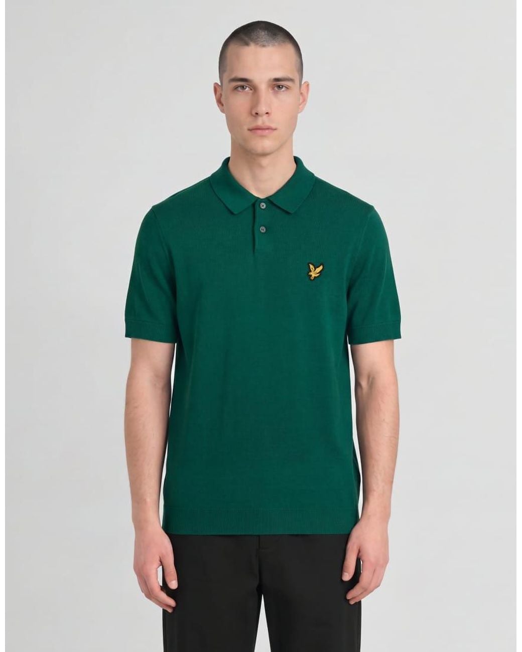 Lyle & Scott Green Mid Knits Knitted Polo Shirt for men